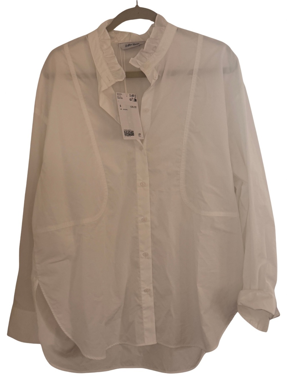 & other stories LONG STAND-COLLAR COTTON SHIRT sz small NWT